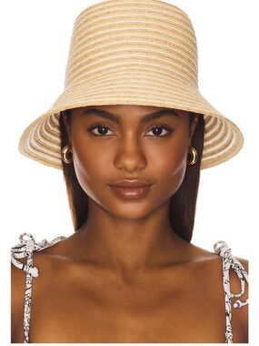 Lack Of Color Two-Tone Straw Bucket Hat - Natural/White